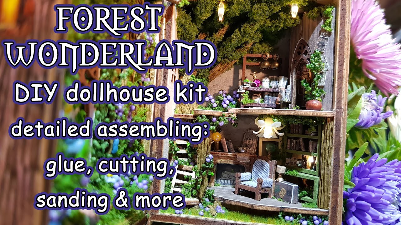 DIY miniature dollhouse kit Forest Wonderland very detailed assembling video with glue
