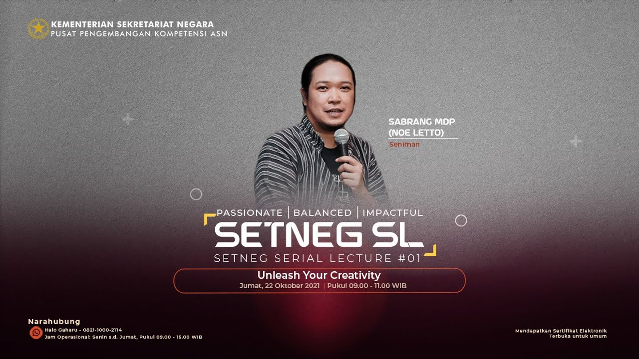 Sabrang M.D.P. / Noe Letto  | Unleash Your Creativity | Setneg Serial Lecture #01