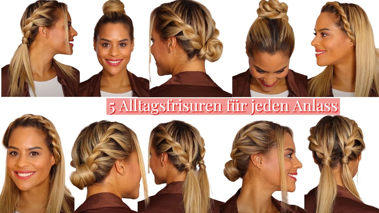 Frisuren für mittellange Haare | 5 Alltagsfrisuren |  in 5-10 Minuten