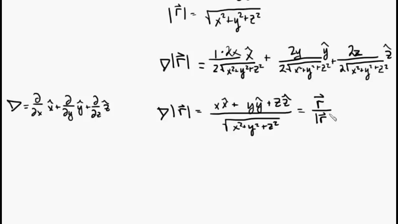 Gradient of the magnitude of the position vector: