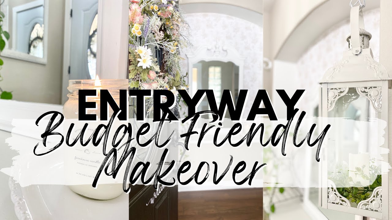 ENTRYWAY IDEAS / BUDGET FRIENDLY MAKEOVER / FARMHOUSE COTTAGE DECOR / SMALL ENTRYWAY MAKEOVER