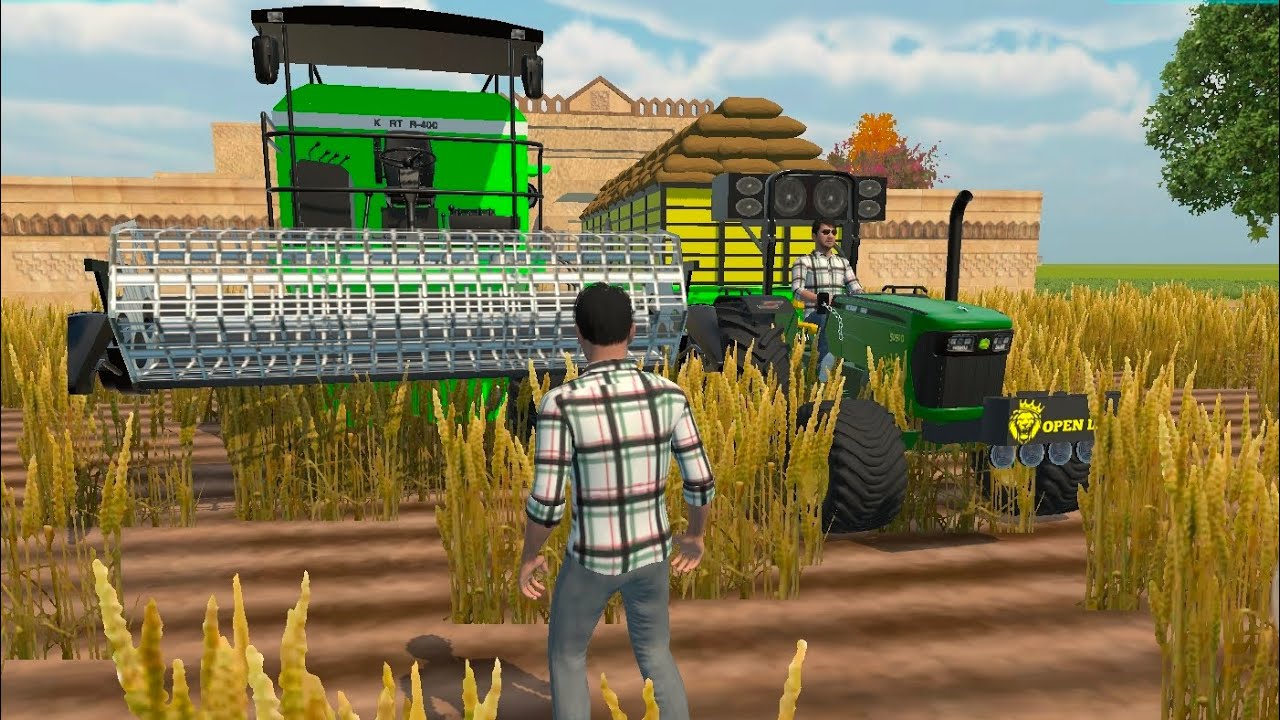 HARVESTER ANAAJ KI KATAI JOHN DEERE TRACTOR 🚜 Indian vehicle games 36_30 AALE #indianVehiclegames36