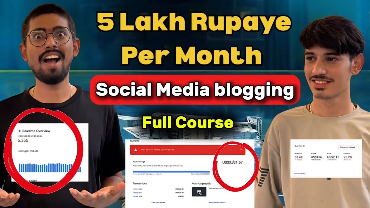 5 Lakh/Month कमाता है गांव का लड़का social media blogging करके | social media blogging full course