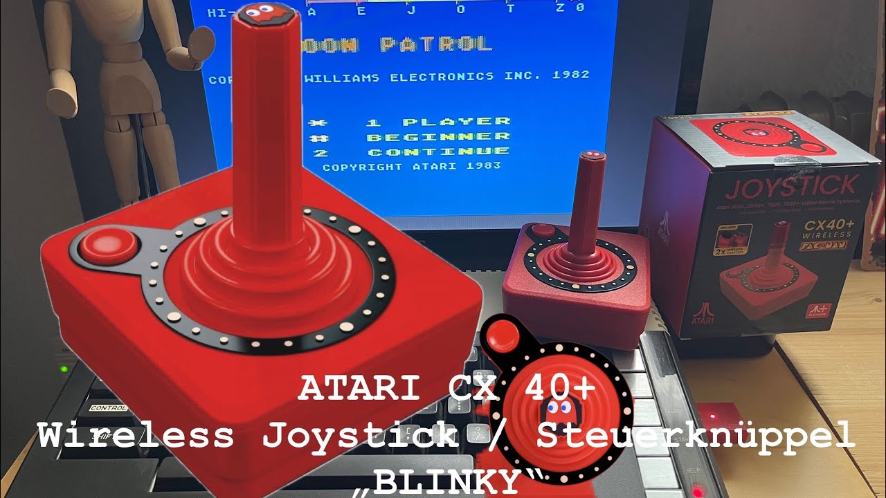 Atari CX40+ WIRELESS - Kabelloser Steuerknüppel (Joystick) - Mit 9poligem & USB-Adapter - 