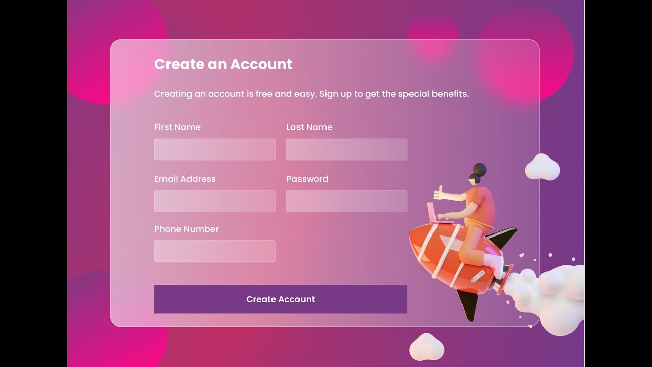 How to make simple glass ui sign up form with Figma.