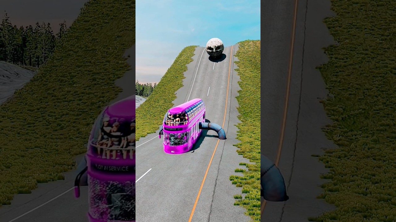 Colourful Small to Giant bus vs Hammer 