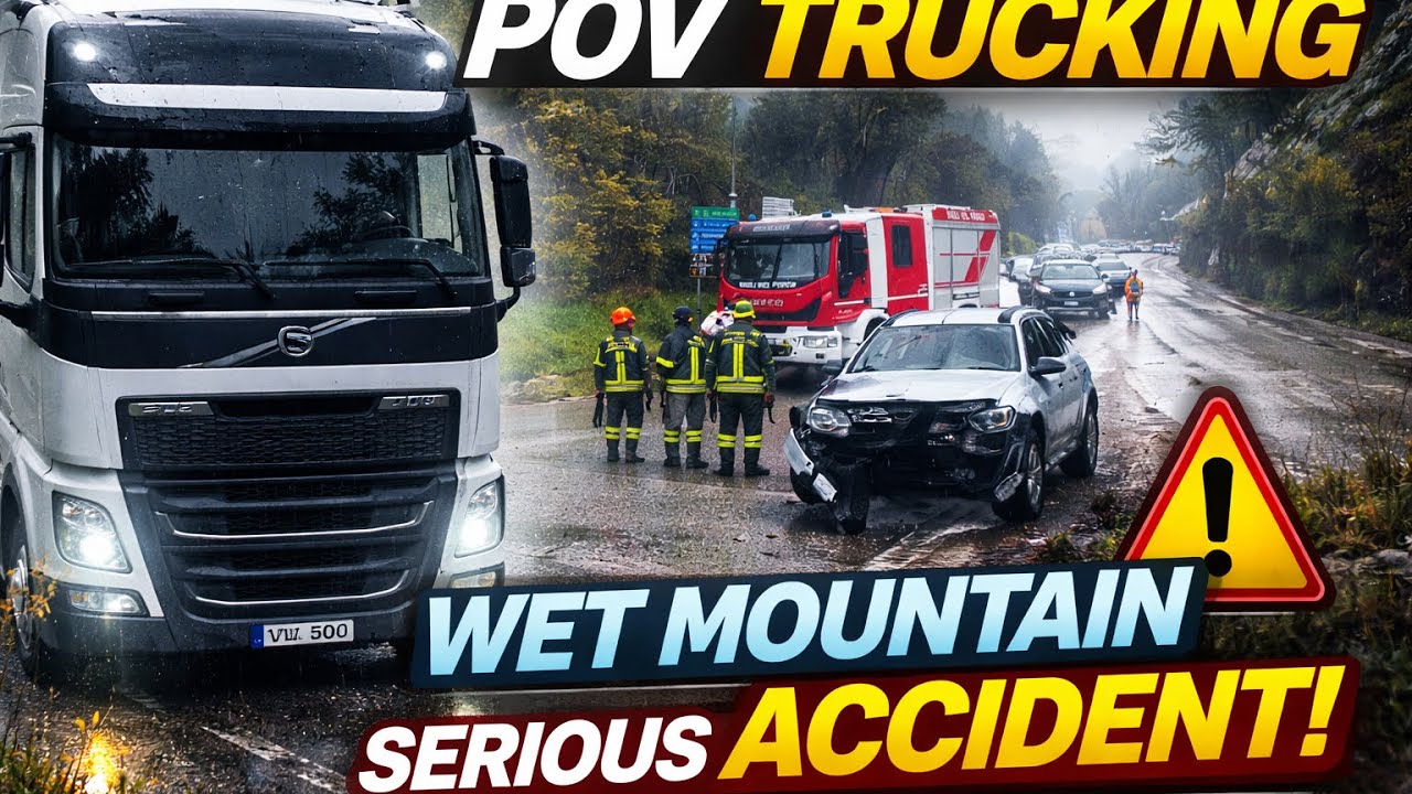 POV Trucking 🚛 | Volvo FH 500(2026) ITALY🇮🇹 – Wet Mountain Roads & Serious Accident ⚠️