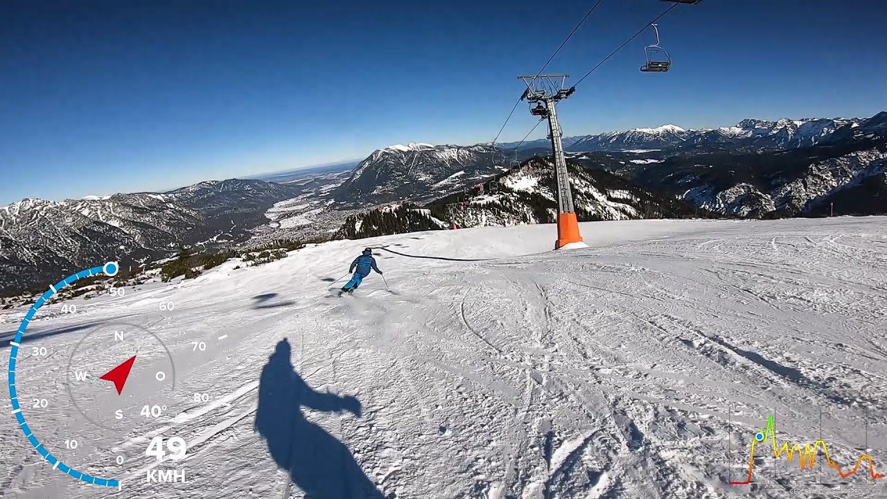 L&Auml;NGENFELDER Abfahrt in Garmisch - Snowboard - GPS