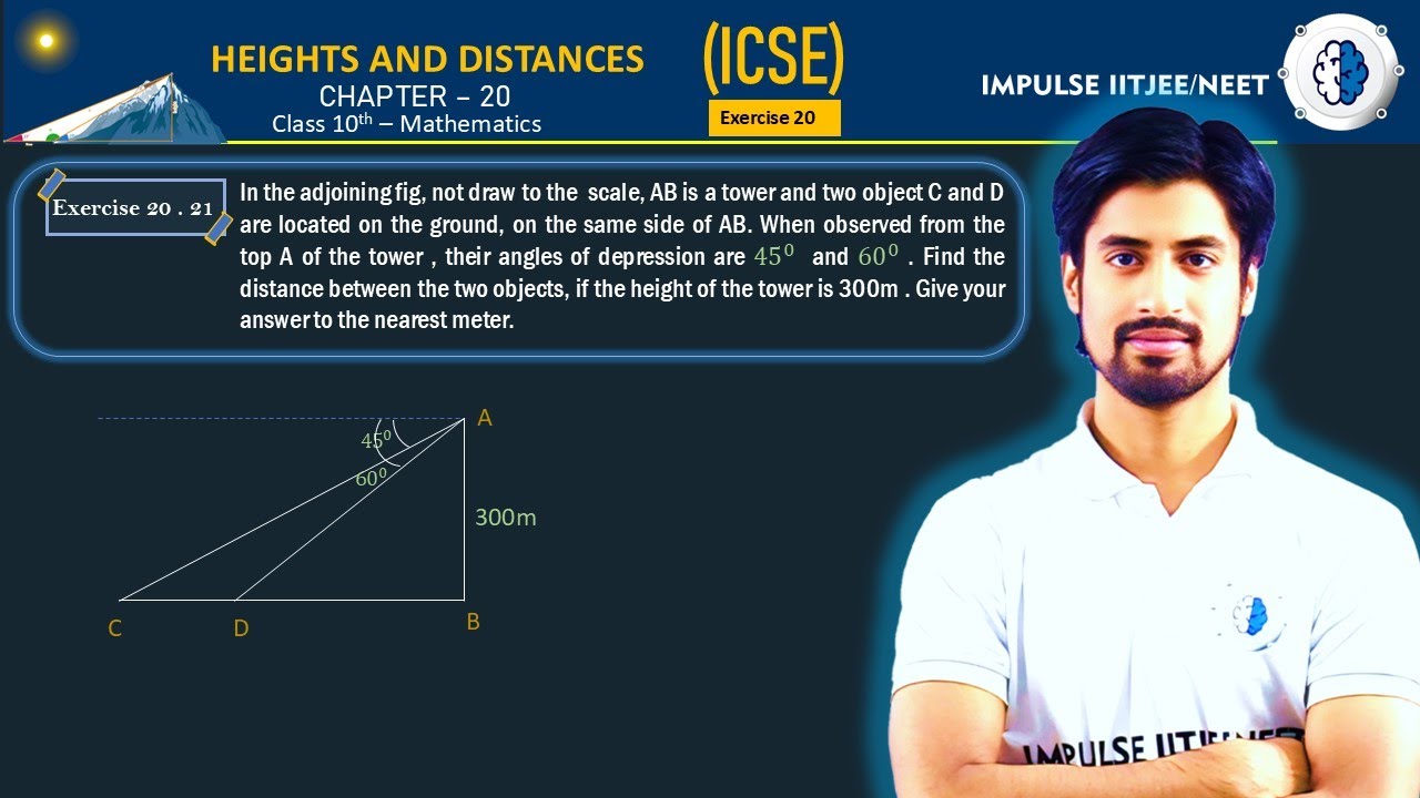 In the adjoining fig, not draw to the  scale, AB is a tower and two object C and D are located on