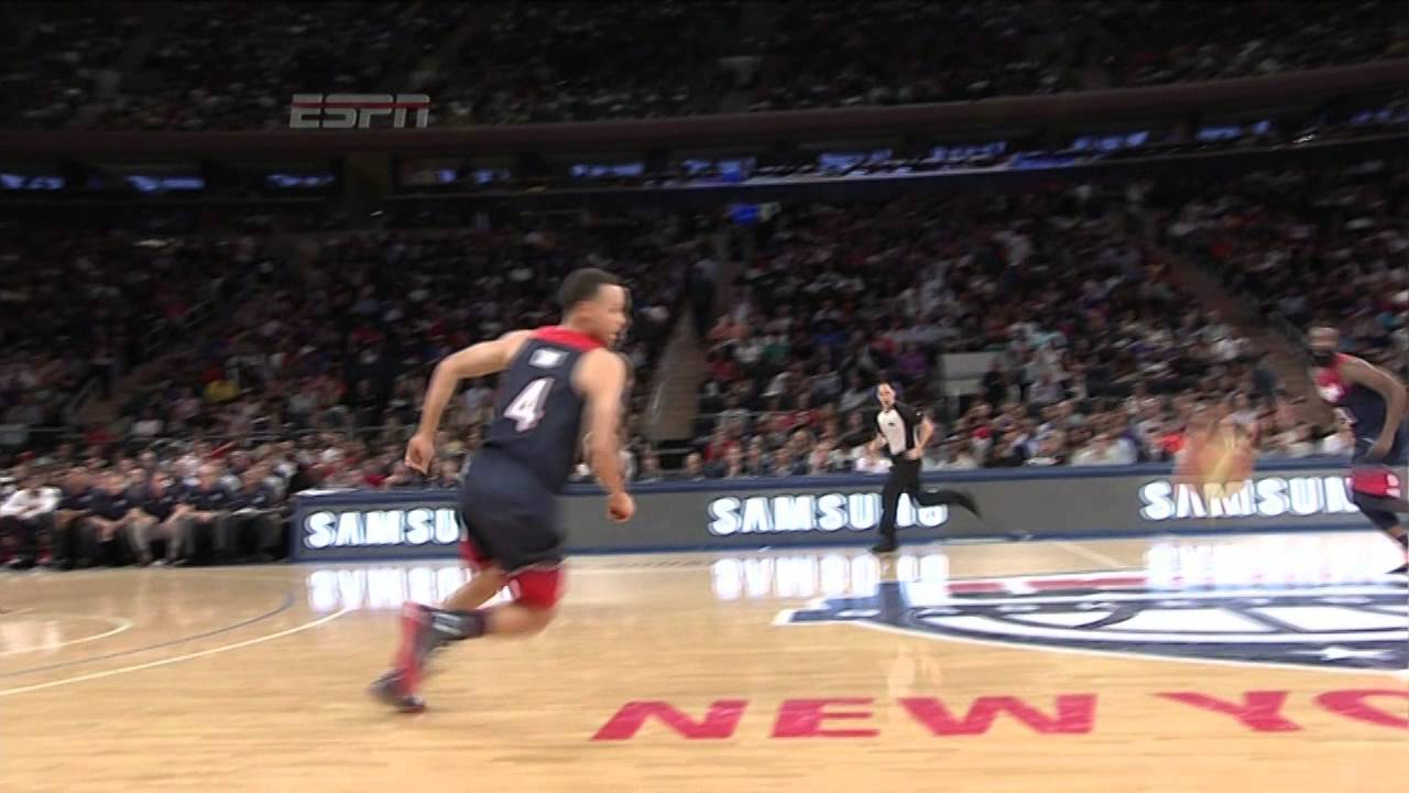Stephen Curry Spectacular Pass to Harden for the Slam