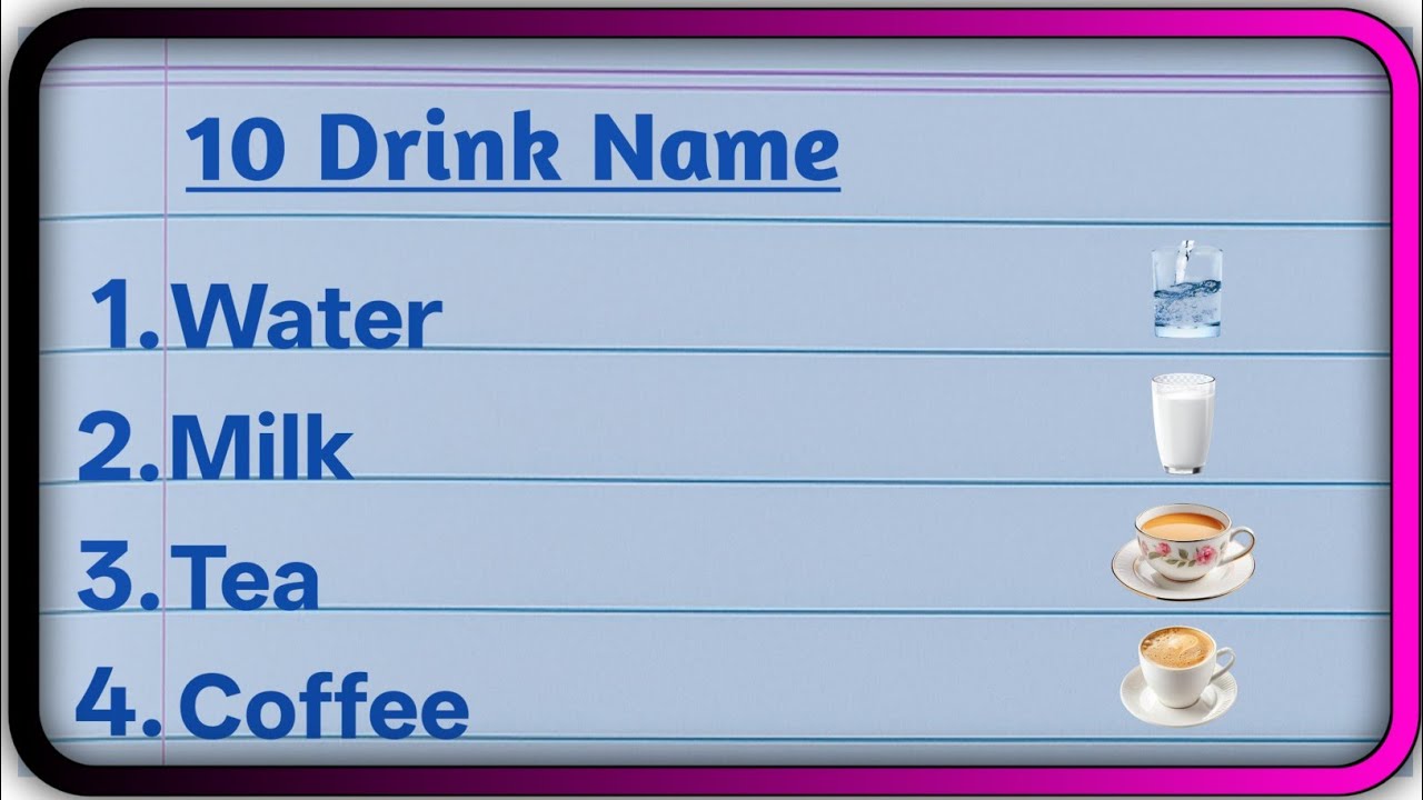 10 Drinks Name |10 Beverages Name | 10 Names of Beverages in English | Drink name 