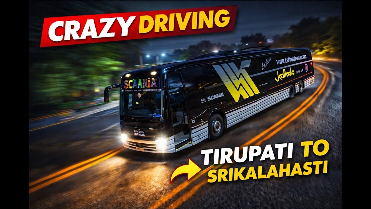 Near Miss! High-Speed Night Bus Drive | Tirupati to Srikalahasti | ETS2