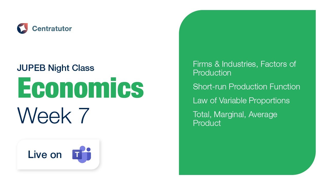 JUPEB Economics Night Class 2025 - Week 7
