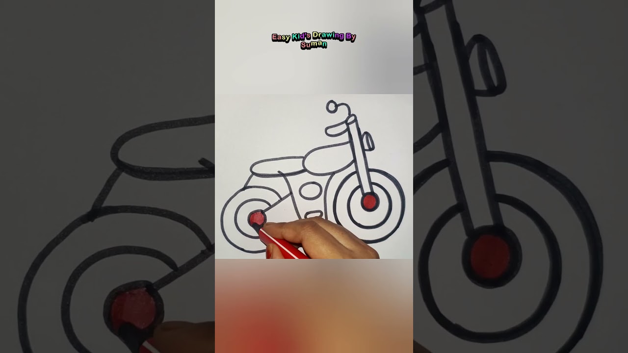How to Draw a Motorcycle 🏍️. Bike easy drawing for kids. 
