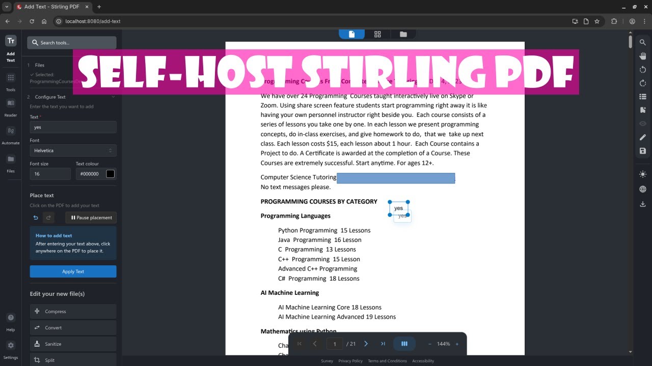 How to Self-Host Stirling PDF &ndash; Easy Step-by-Step Guide to Open Source PDF Editing