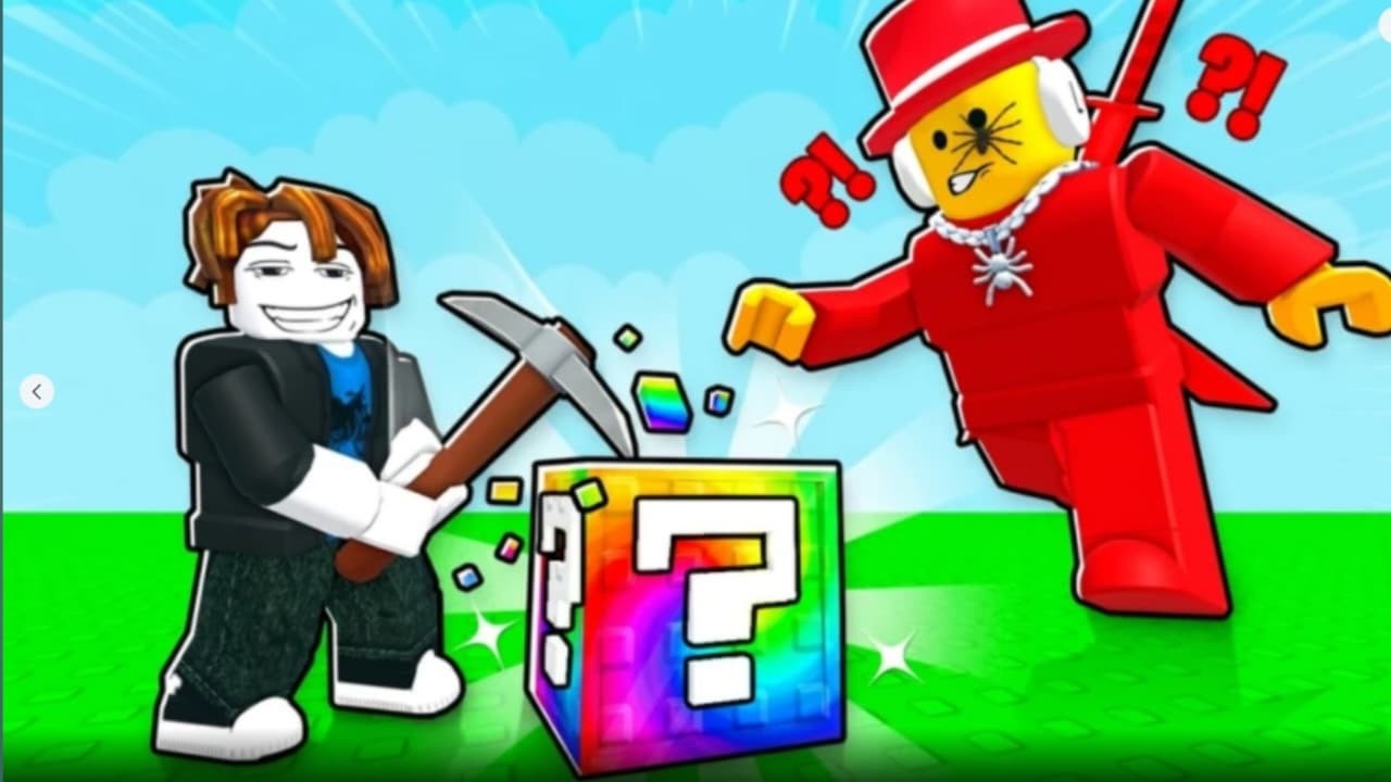Playing Break The Lucky Blocks Roblox....