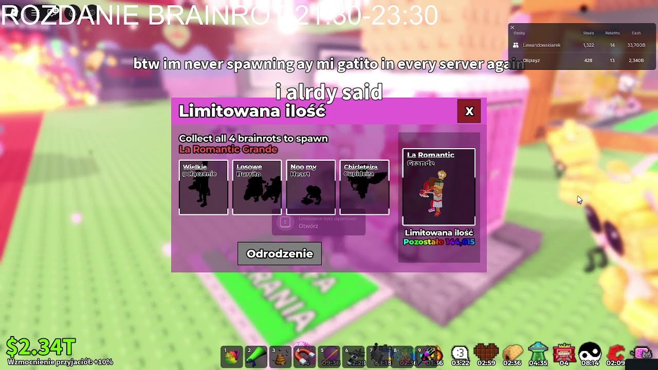 [LIVE ON] ROZDAWANIE BRAINROT W STEAL A BRAINROT