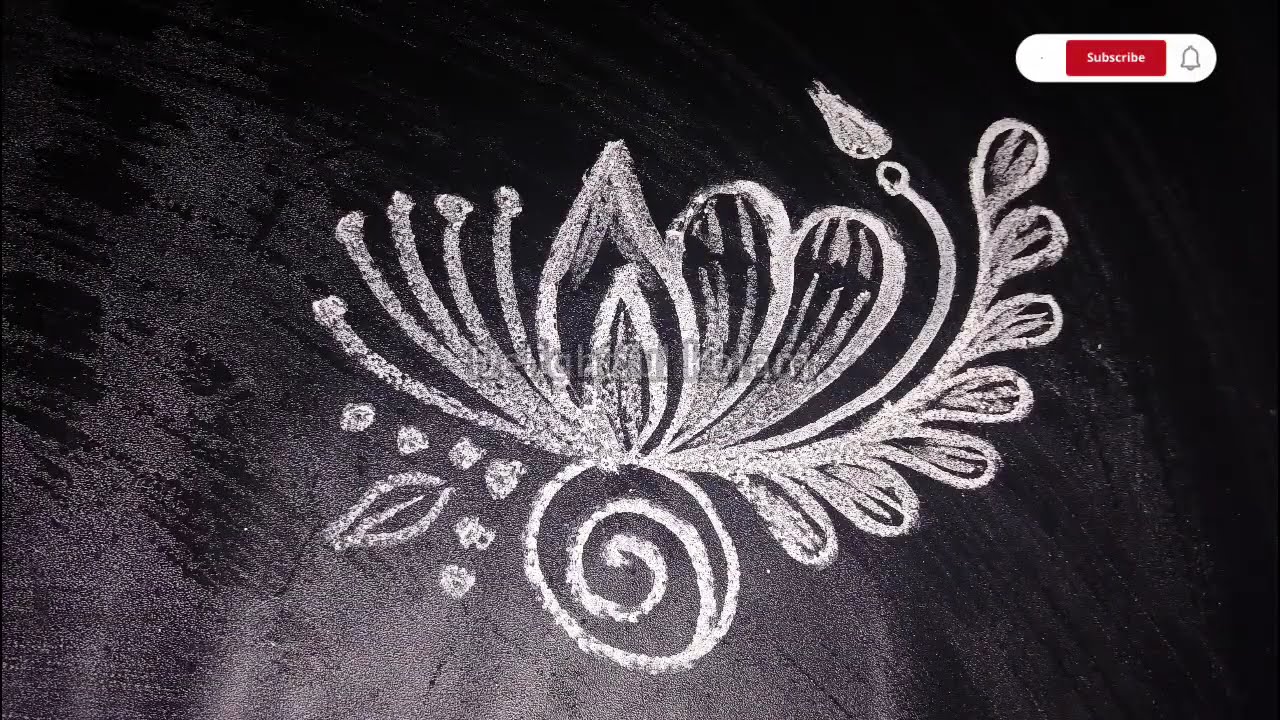 Simple lotus kolam Rangoli design|Easy daily rangoli kolam|Simple kutty rangoli entrance kolam||