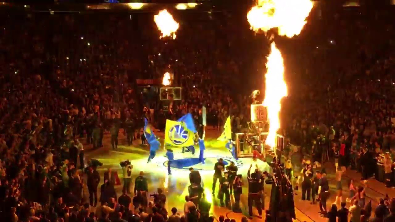 Warriors Win 73 - Team Intro, Fireworks and Tipoff @ Oracle Arena, Oakland CA 4-13-16
