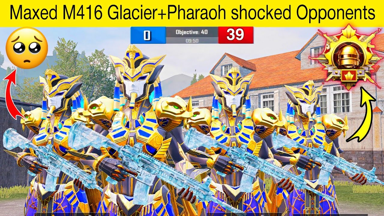 😱Random Opponent Reaction over Maxed M416 Glacier & Pharaoh 4VS4😈🥵