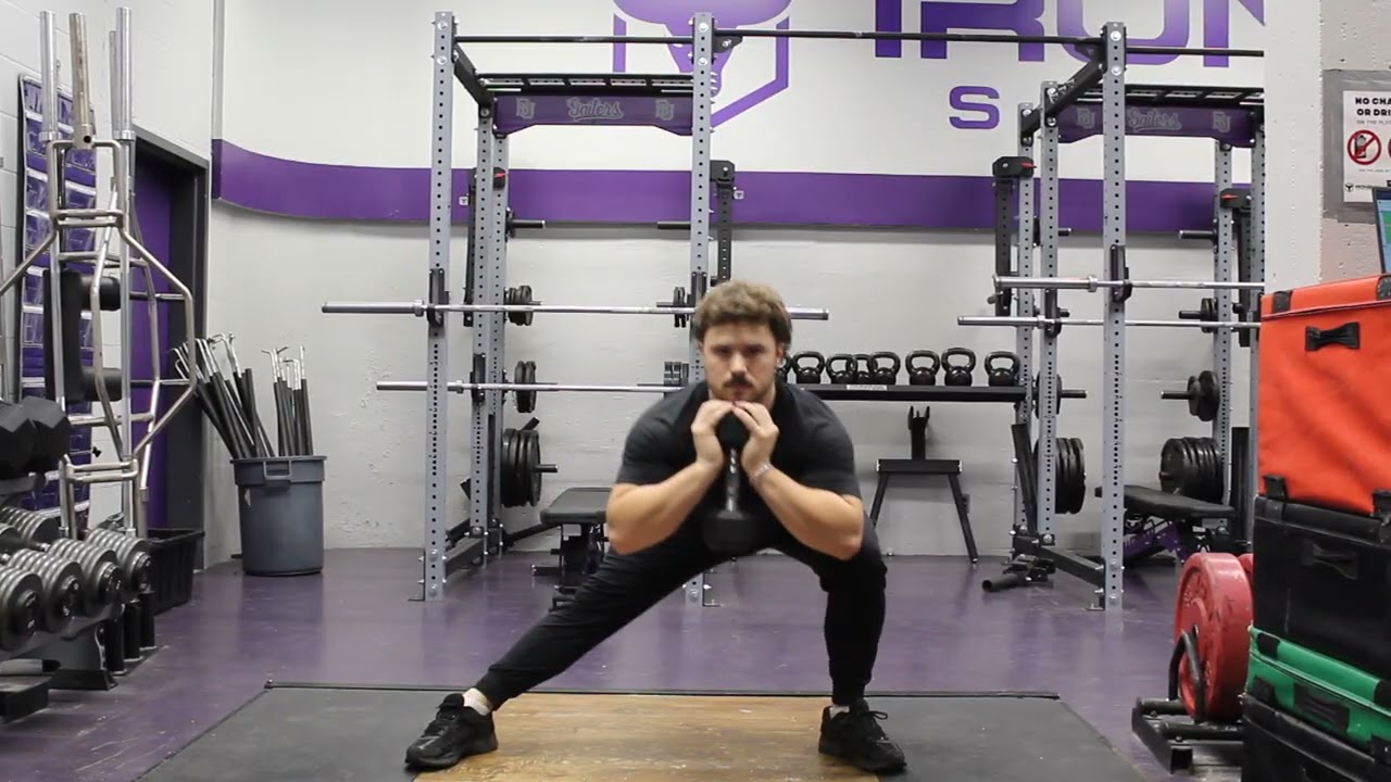 Cossack squat low switch with DB goblet