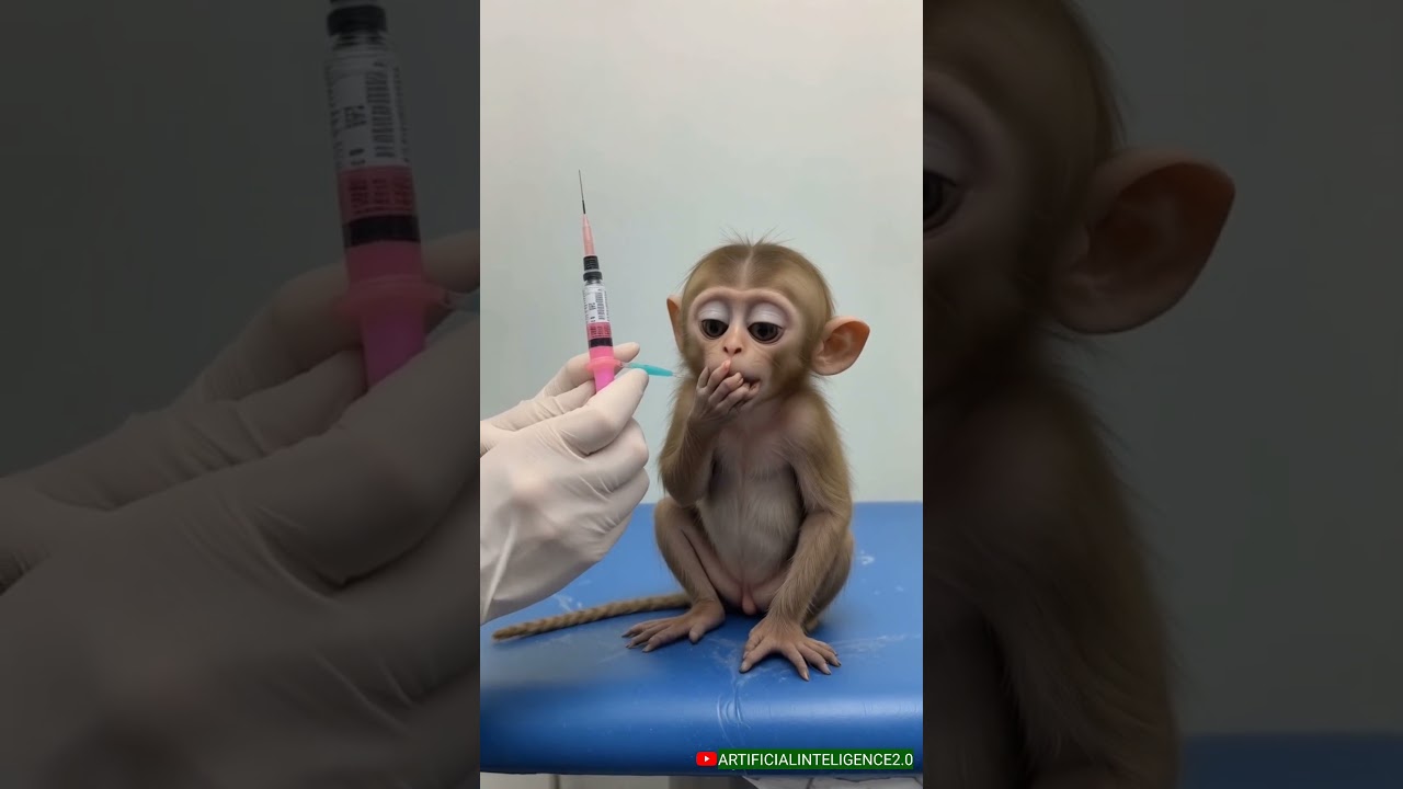 🐵 Monkey Gets a Doctor's Injection😢😂 #funnyshorts #shorts #shortsviral