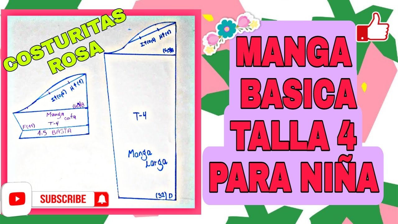 MANGA BÁSICA PARA NIÑA EN TALLA 4 MANGA CORTA Y MANGA LARGA