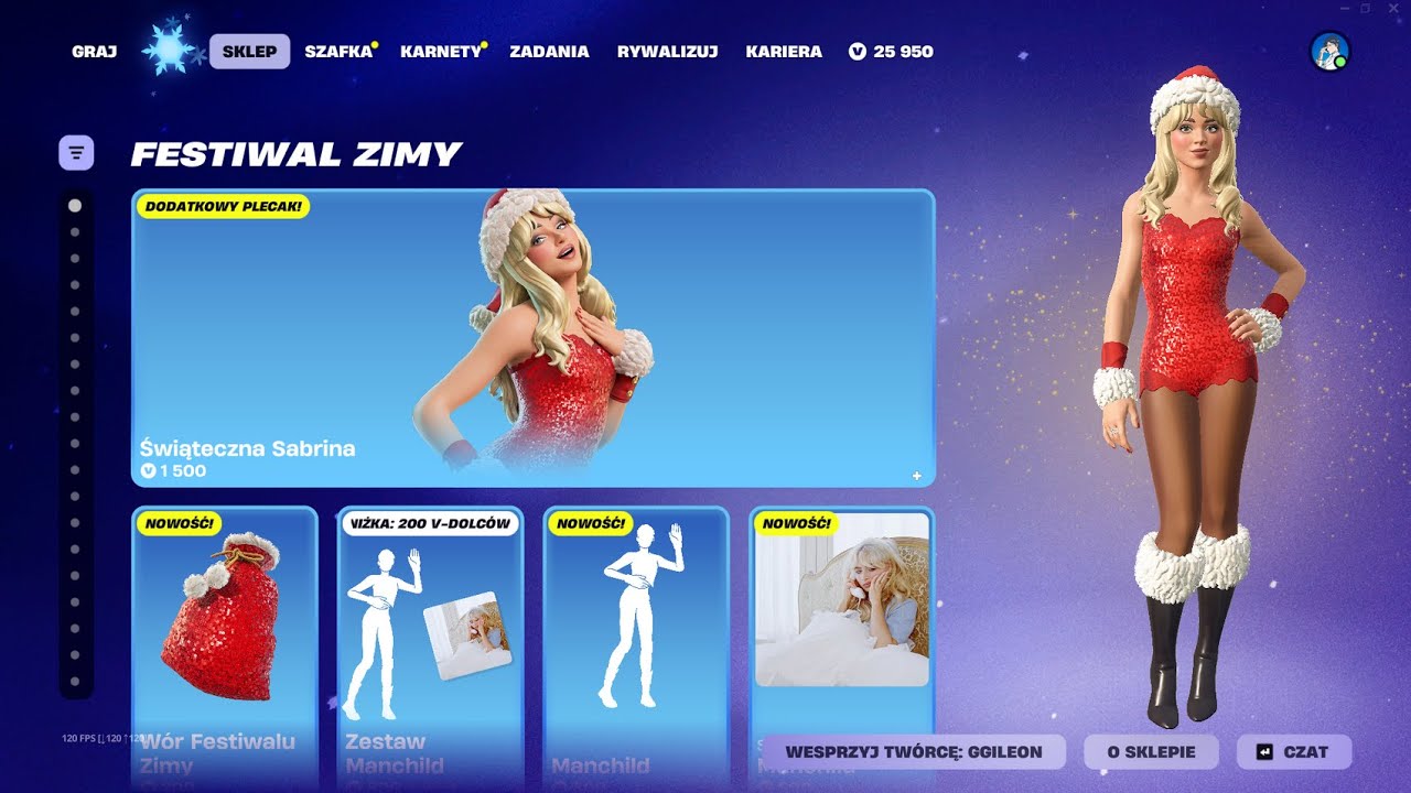 SKLEP FORTNITE 23.12.2025 *NOWE SKINY ŚWIĄTECZNA SABRINA, ALPEJSKA LEXA I ZIMIESZKO, WIZJA, REAKCJA*