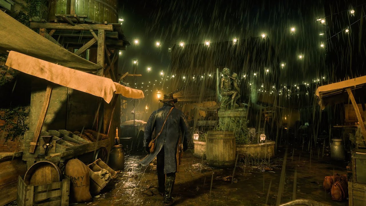 Rain Walk in Thunderstorm | Arthur Morgan Walks in Storm | RDR2 ASMR Ambience for Relaxation, Sleep