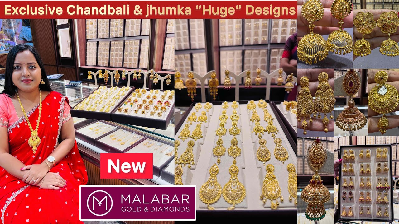 Exclusive gold Chandbali & jhumka “Huge” Collections from Malabar for puja & Festive special ✨😲😳