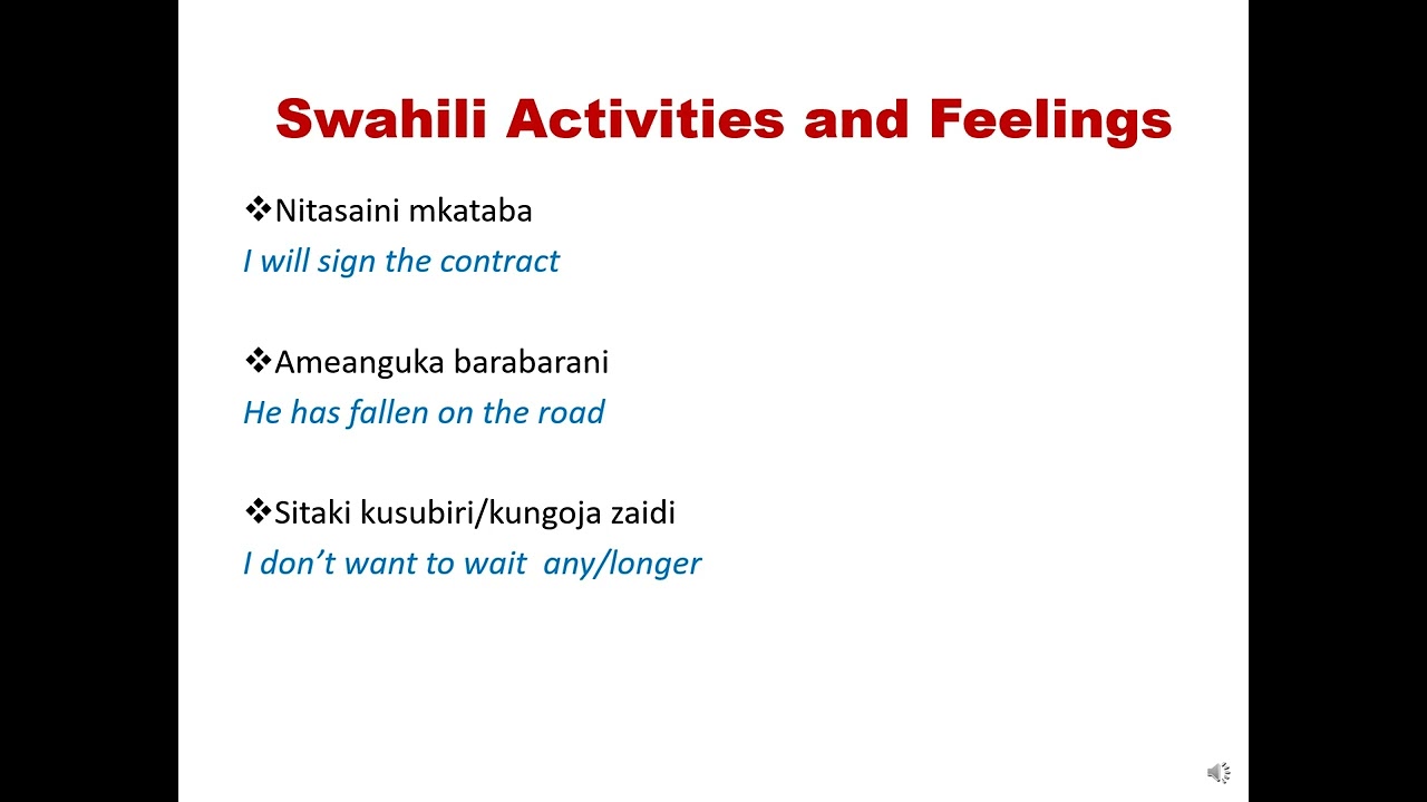 Deep Swahili Regular Activities and Feelings - 2