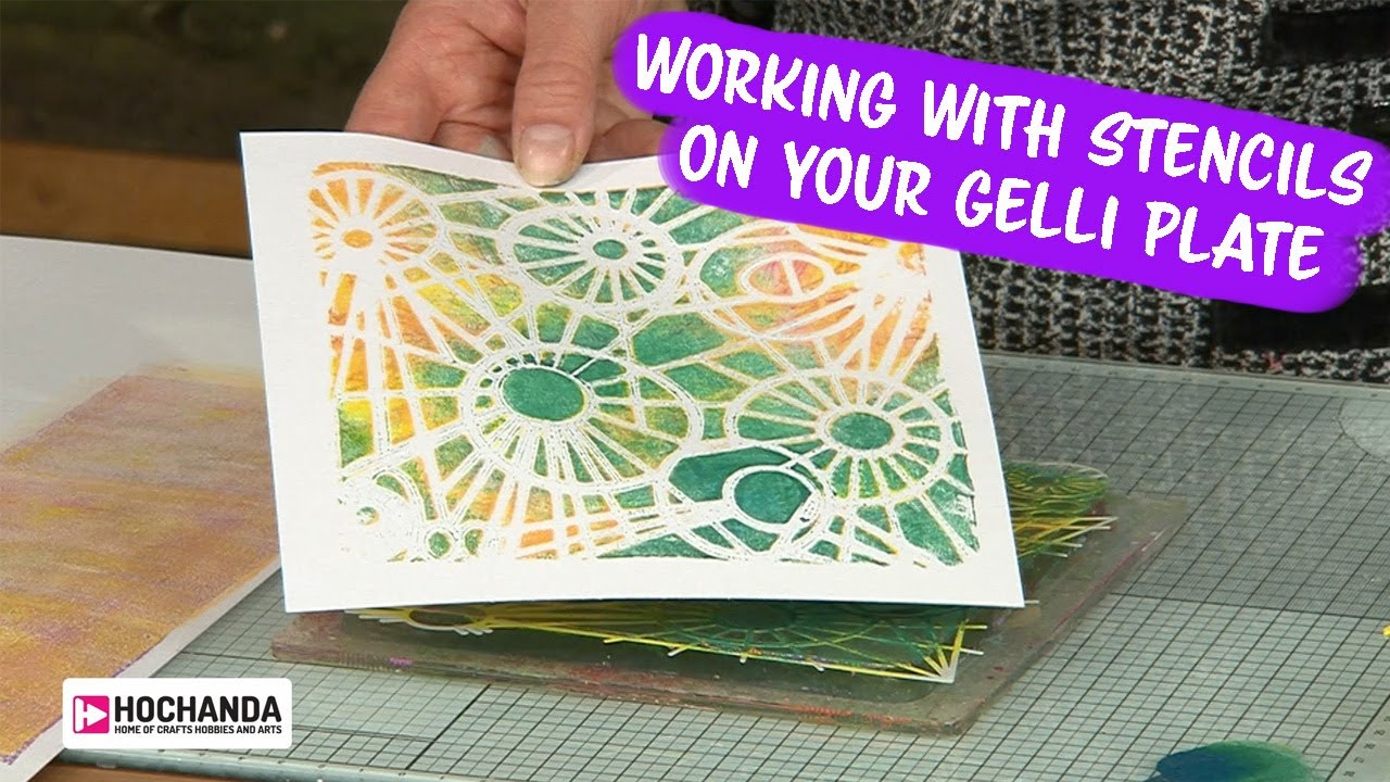 Using stencils with a Gelli Plate by Leonie Pujol at Hochanda -The Home of Crafts, Hobbies and Arts