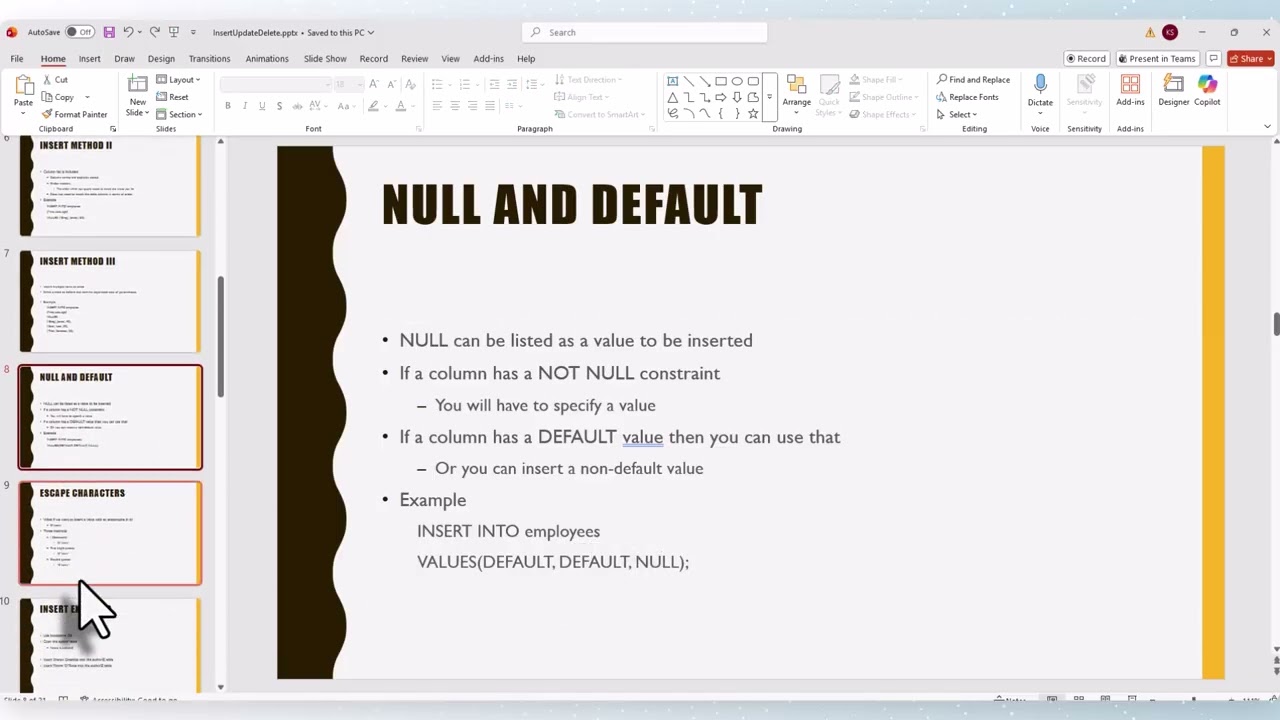 Вставка, обновление и удаление в MySQL