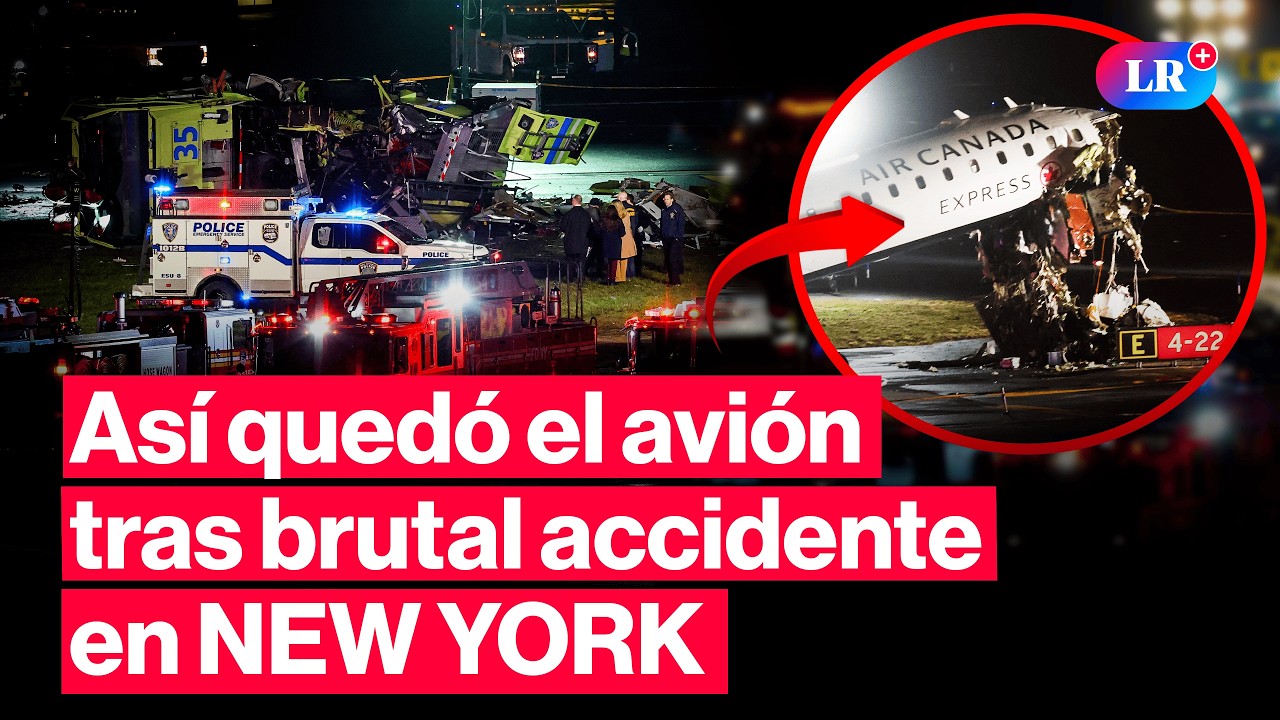 Impactantes im&aacute;genes: as&iacute; qued&oacute; el avi&oacute;n tras ACCIDENTE en aeropuerto de Nueva York #LR