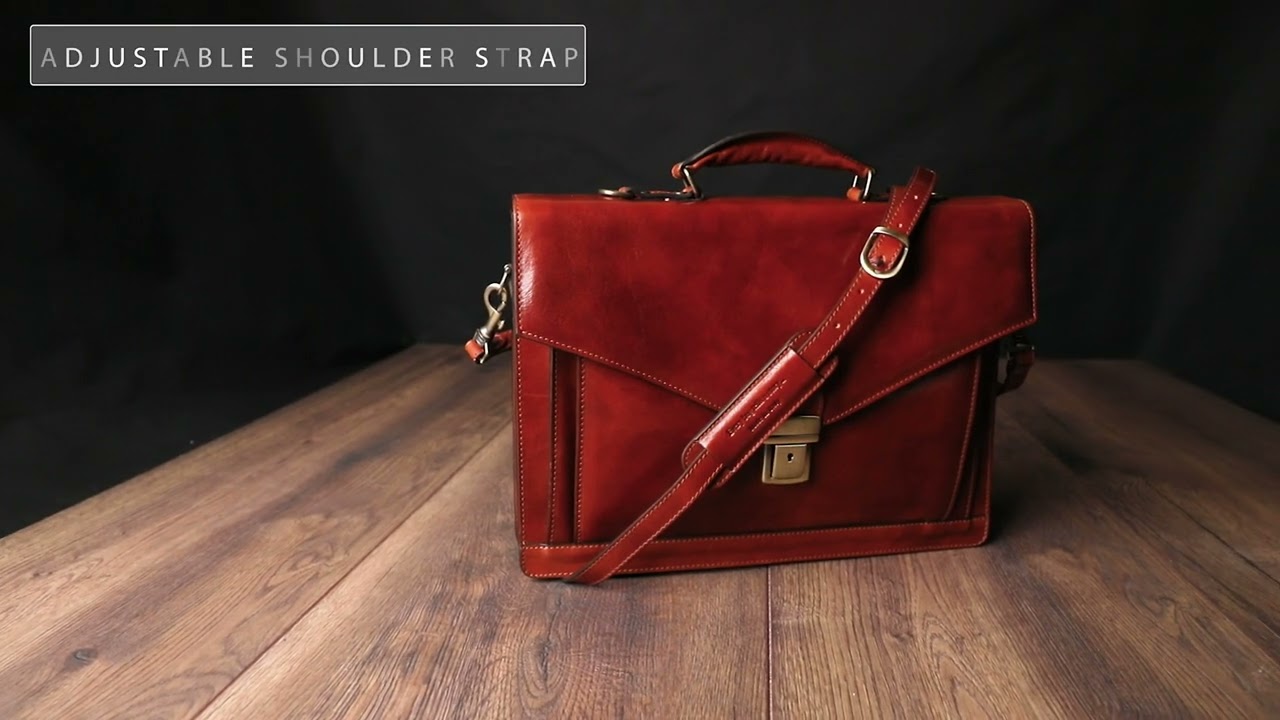 Full-Grain Cognac Brown Leather Briefcase - The Magus | Time Resistance Official Video