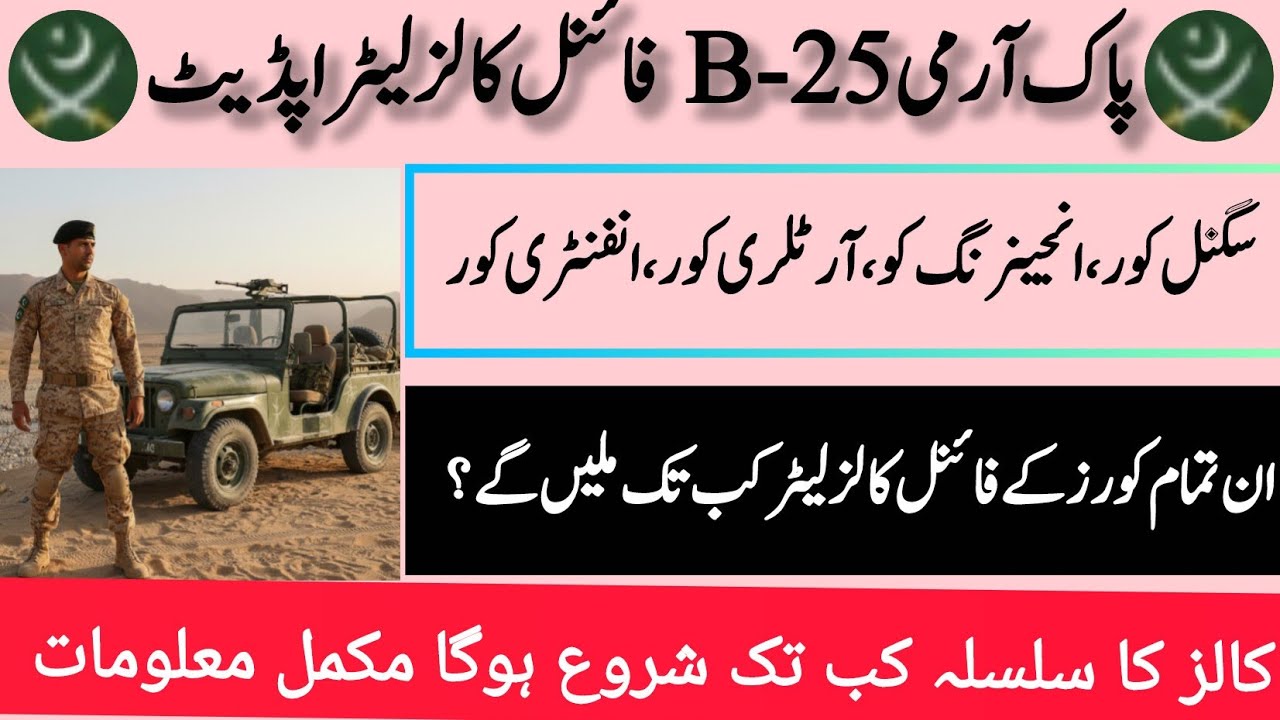 Pak Army B-25 Final Calls Letter Update| Signal, Engineering, Artillery, Infantry Corps | Full Guide