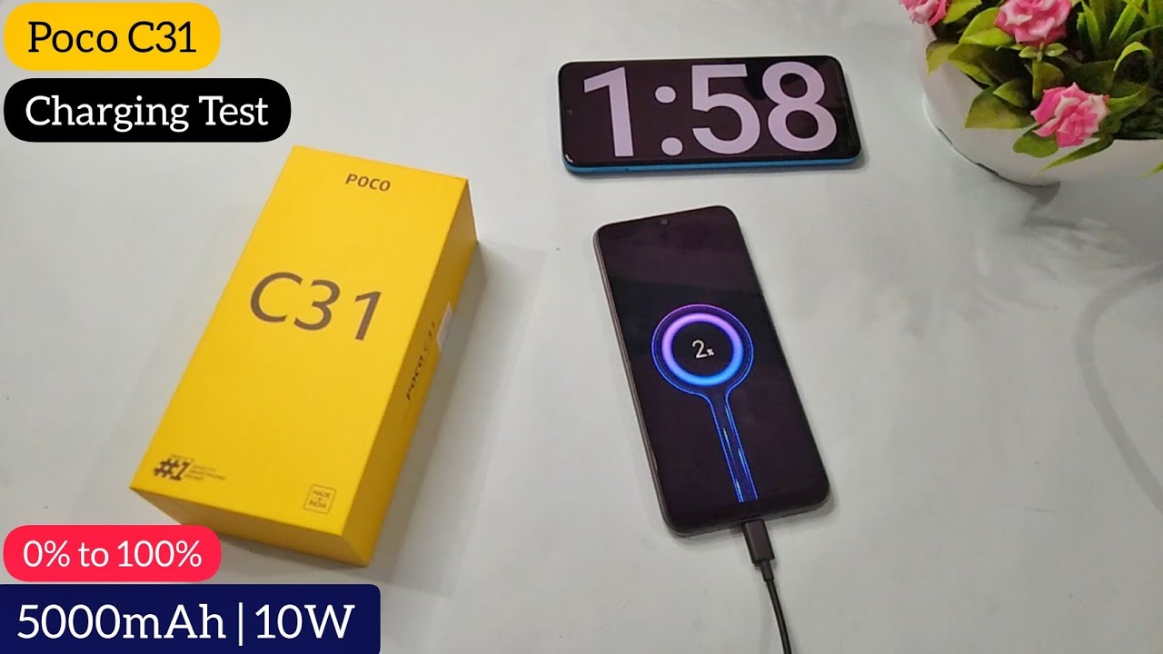 Poco C31 Charging Test ⚡ | 0% - 100% | Charging Time | 5000mAh Battery 10W Charger | Hindi