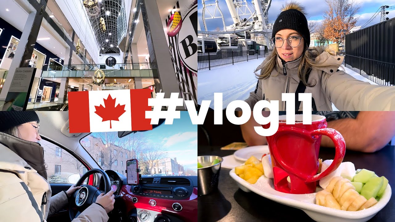 DOMINGO de NEVE e SOL comigo em MONTREAL ♥️ Dirigindo, cidade subterrânea, fondue e comprinhas