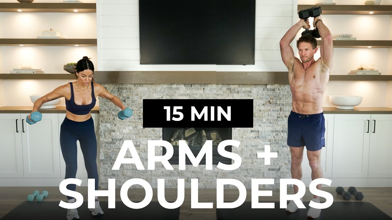15 Min Arms & Shoulder Workout with Dumbbells [Shoulders, Biceps & Triceps]