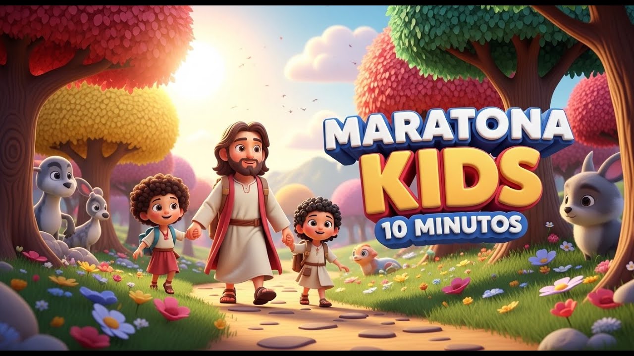MARATONA KIDS 10 MINUTOS 🎉 | Louvores e Histórias Bíblicas para Crianças