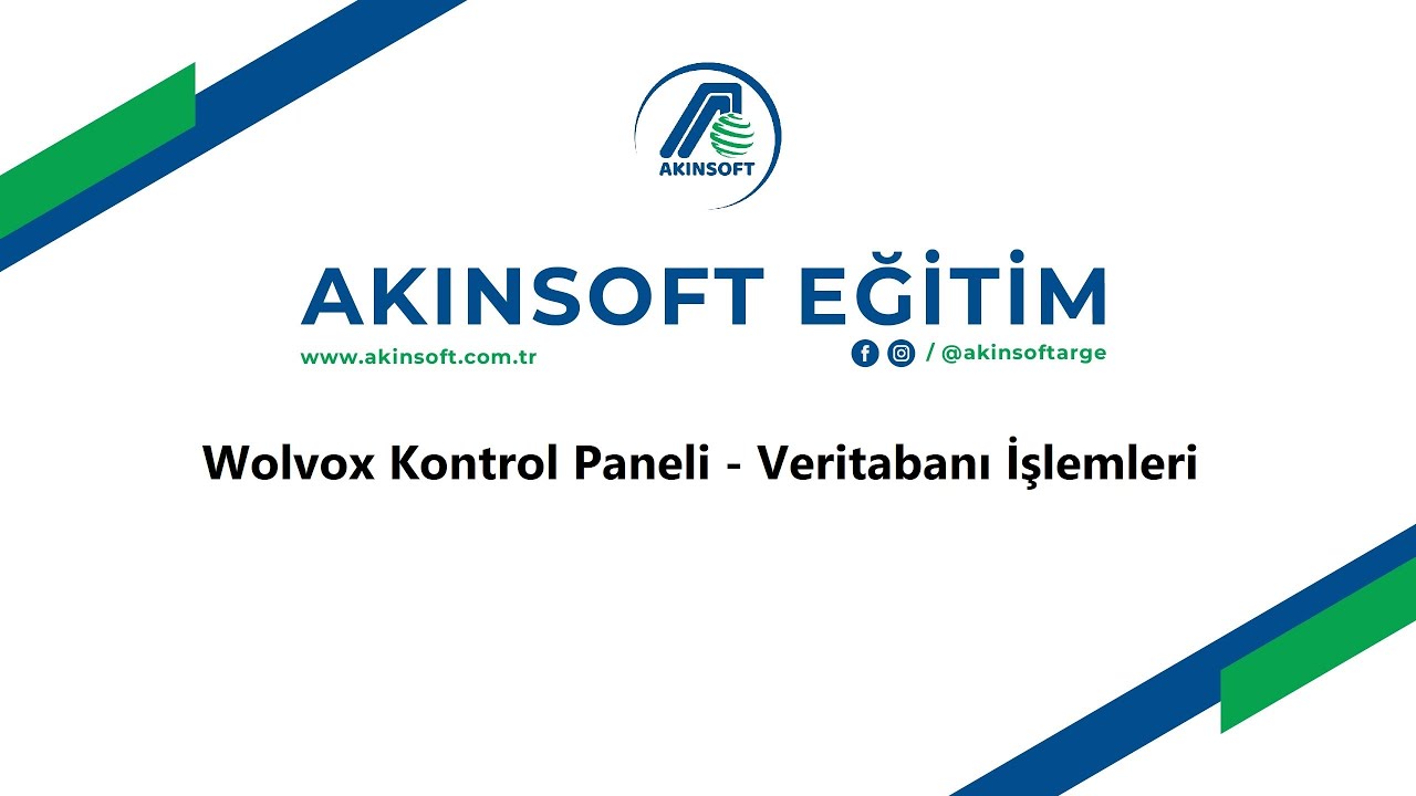 Wolvox   Kontrol Paneli - Veri Tabanı İşlemleri