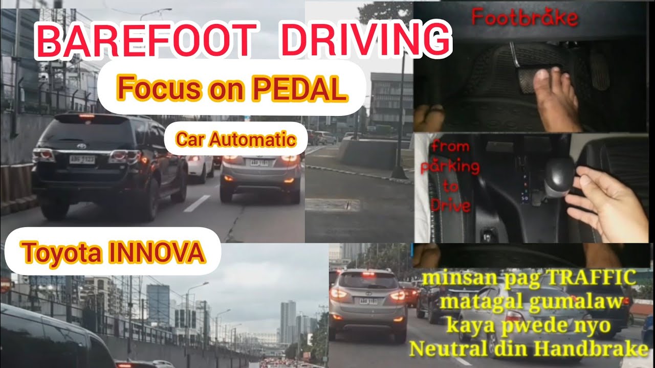 BAREFOOT DRIVING FOCUS ON PEDALS AUTOMATIC CAR, TOYOTA INNOVA