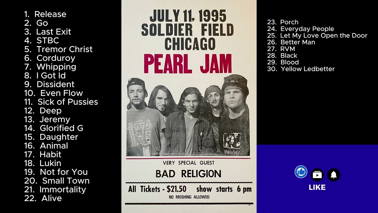 Pearl Jam July 11, 1995 Soldier Field Chicago Illinois Epic Show Legendary Grateful Dead Stage PJ 95