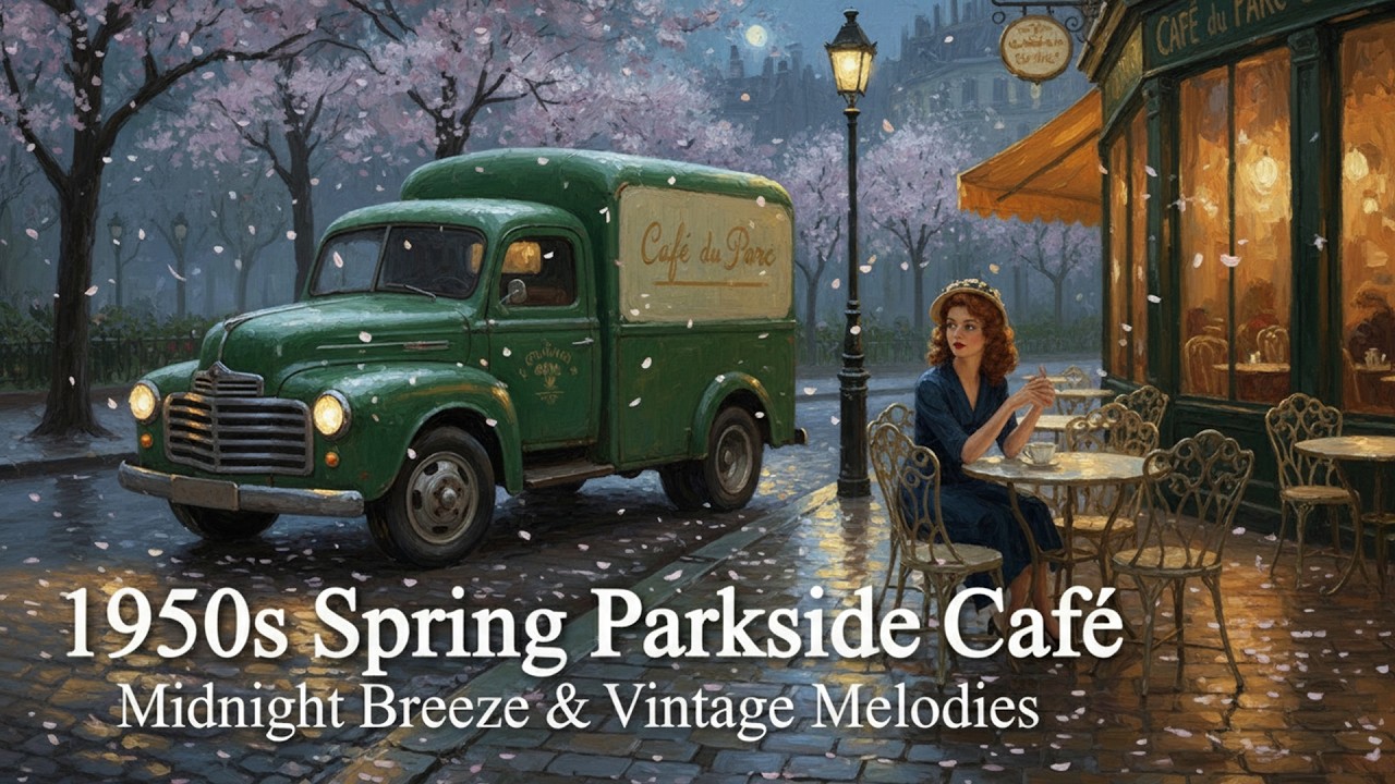1950s Spring Parkside Café: Midnight Breeze & Vintage Melodies | Sinatra, Elvis, Nat King Cole