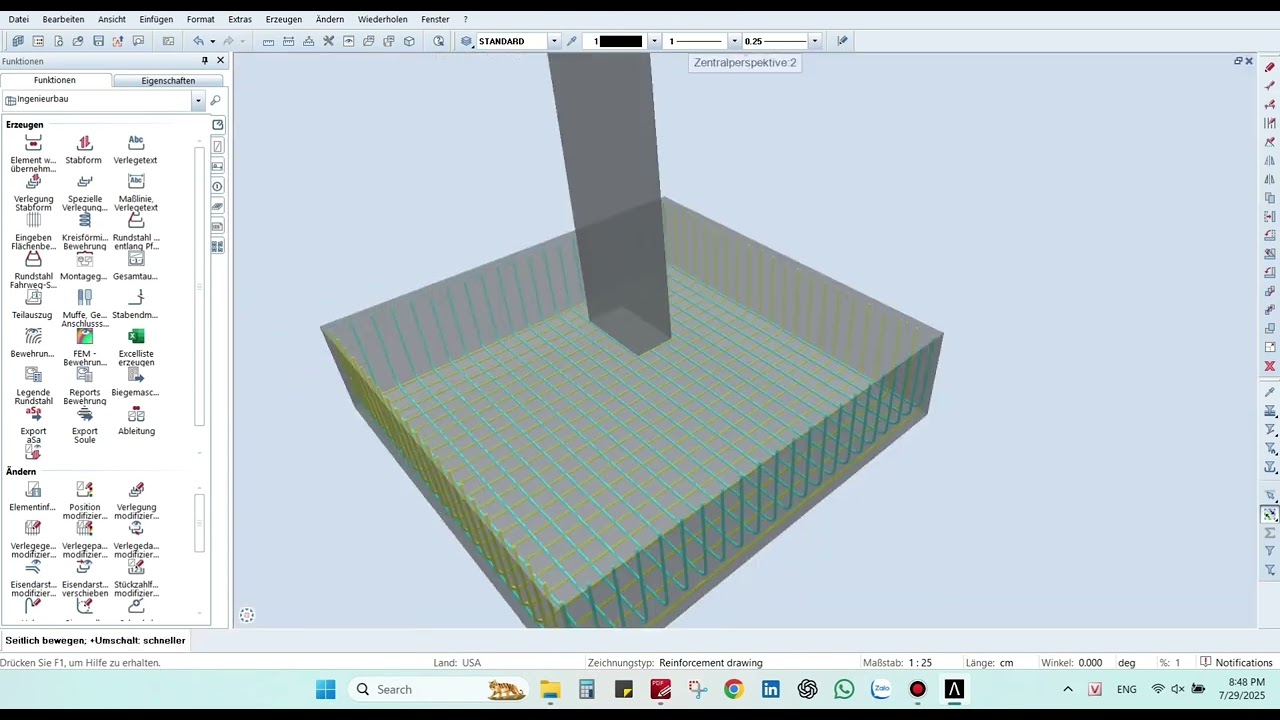 Quick Rebar Detailing for Pad Foundation using Allplan