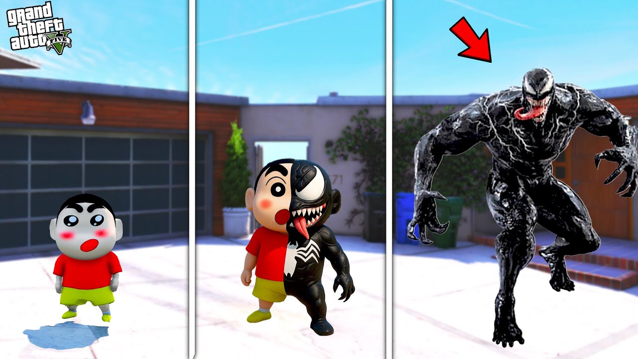 Shinchan and Franklin Fight With VENOM In GTA 5 | Paradox FTW