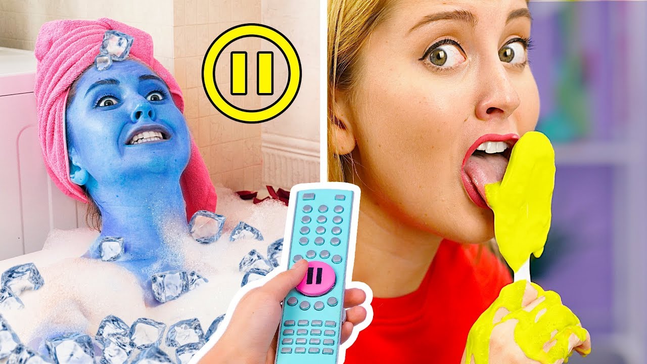 TANTANGAN PAUSE TERKEREN! PRANK LUCU! || Tantangan Pause Selama 24 Jam oleh Tantangan 123 GO!