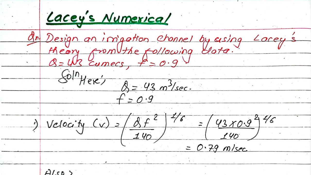 Unit:4 | Design of Canal | Lacey's Silt Theory | Prashant YT | Irrigation Engineering | BE Civil |