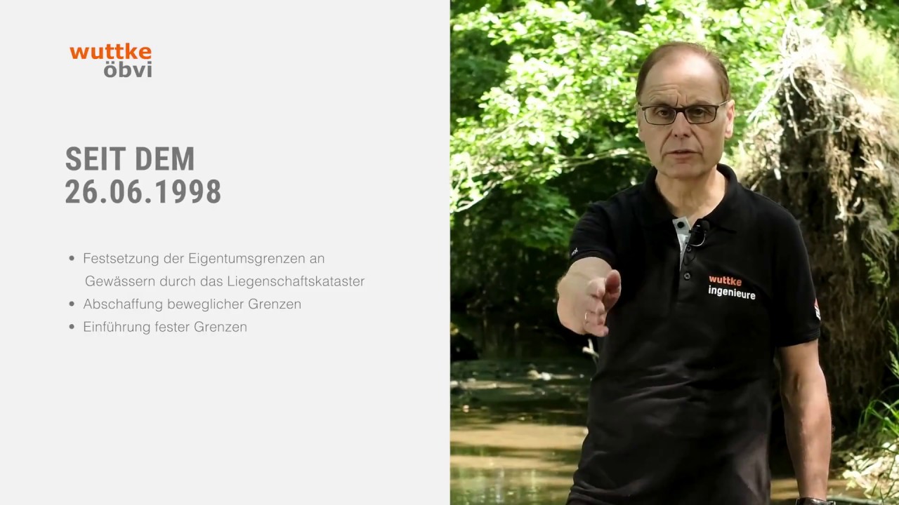 Katastervermessung anschaulich - Grundstücksgrenze am Gewässer