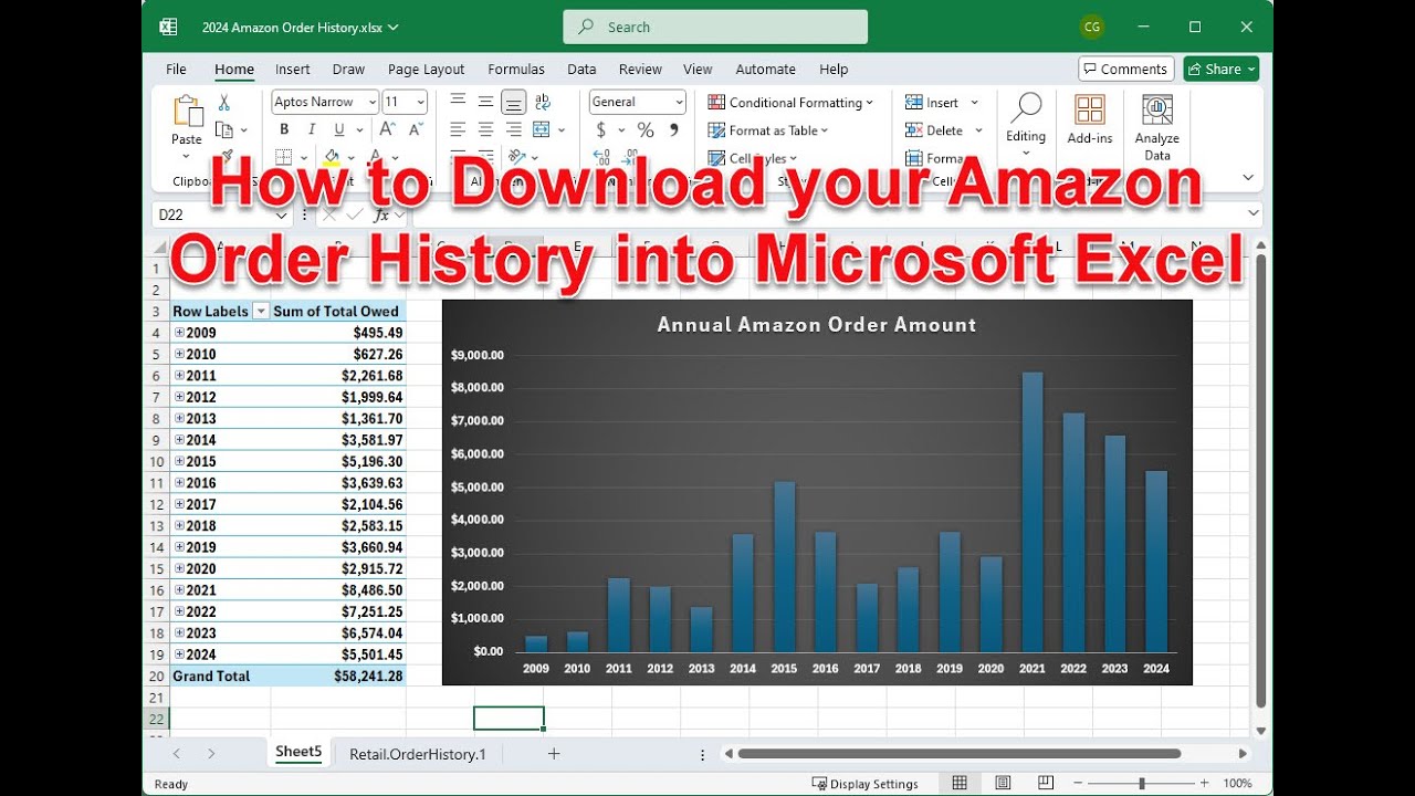 How to Get your Amazon Order History into Microsoft Excel